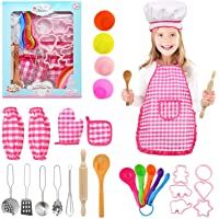 NEWSTYLE Delantal Infantil- 27 Piezas Juego de Simulación con Accesorios de Cocina Delantal Gorro de Cocinero Mitón de…